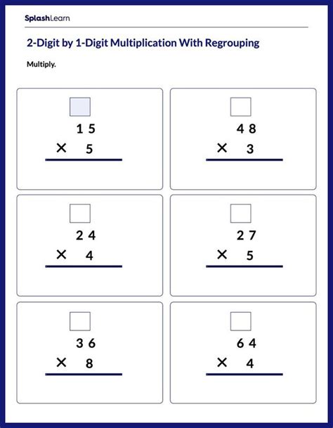multiply 2 digit by 1 digit worksheet